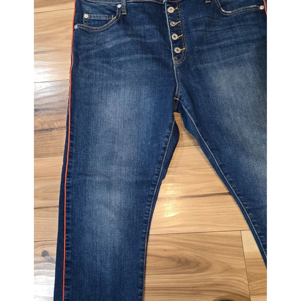 Pilcro‎ and the Letterpress Anthropologie Jeans Womens Blue Red 32 Button Fly - Picture 5 of 13